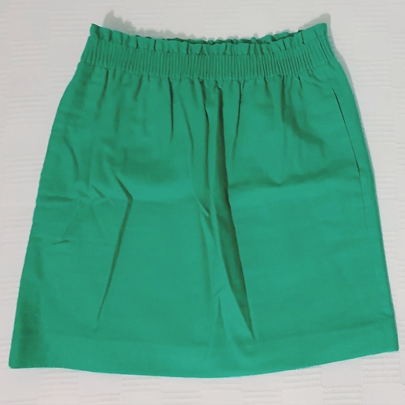 🆕 J Crew Green City Skirt. Linen Blend with Hand Pockets & Elastic Waist. NWOT - Picture 13 of 13